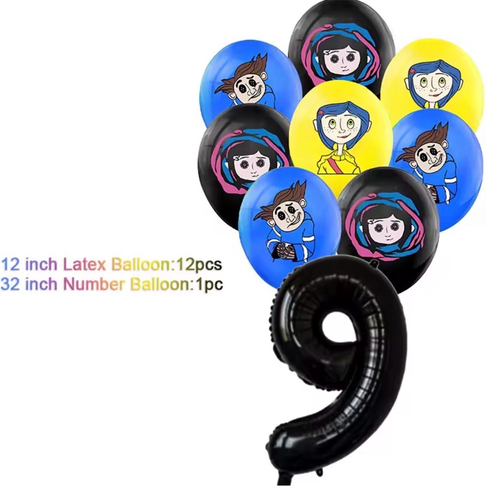 New 9th Birthday Party Balloon Set Coraline